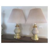 2 Vintage Stiffel Brass Table Lamps,w/shades,29"H