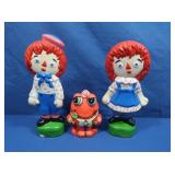 Ceramic Raggedy Ann, Raggedy Andy& Frog
