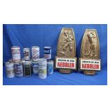 2 Plastic Kessler Signs,8.5x17.5"&Empty Beer