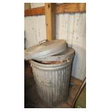 Metal Trash w/Lids, 24"H