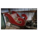 Wooden Sleigh on Wheels w/Light&Hitch Bar approx