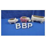 Vintage Ceramic Log,Pig&Hippo&more