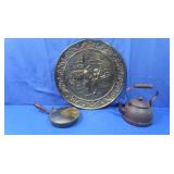 Decorative Brass Wall Plate 15.5",Copper Tea