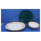 2 Lg Ceramic Platters,Plates&Serving Bowl