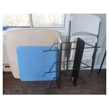 2 Folding Tables(33.5x33.5,23.5x24"),Metal Wall