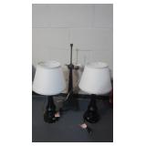 3 Lamps,2 w/Shades-24"H