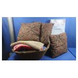 Wicker Basket w/Beach Towels,Throw Pillows&Crib