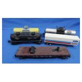 3 Lionel Tank Cars, 1 Flat Car