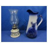 Staffordshire Cobalt Blue Elk Pitcher&Hurricane