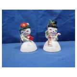 Vintage 1956 Lefton Christmas Snowman Bells