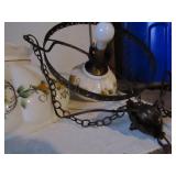 Hand painted Milk Glass Chandelier&more