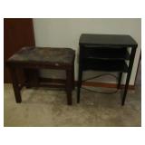 Wood Vanity Bench w/Upholstered Seat&Wood Side