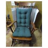 Wooden Rocking Chair w/Green Cushion Set