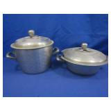 Vintage Hammered Alum Ice Bucket&Serving Dish