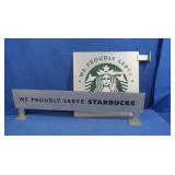 Metal Starbucks Signs on Stands 18x18"&33.5x5.5"