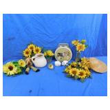 Home Decor - sunflower candle rings straw hat &
