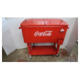 Retro 80-quart Coca-Cola Rolling Metal Cooler