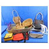 Misc baskets, home steamer (turns on) & more