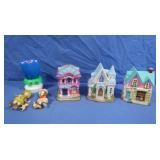 Ceramic Christmas Houses, Vintage Plastic