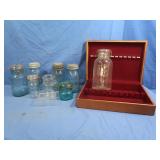 Vintage Mason Jars&Wooden Silverware Box