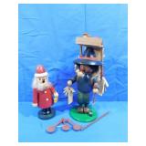Wooden Peddler Figurine w/broken staff&more