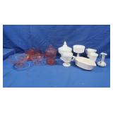 Vintage Milk & Pink Depression Glass items