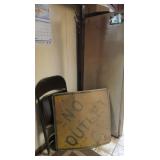 Coat Tree, Folding Chair & Road Sign