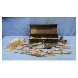 Toolbox w/hand tools-pliers,screwdriver,trowel