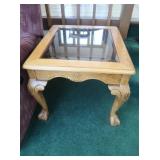 2 Oak glass top End Tables 26x24x21'