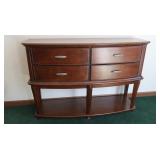 Bow Front Wood Four Drawer Sideboard 57.5x38x19'