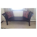 Dark Solid Wood Entry bench w/ pillows 61' long