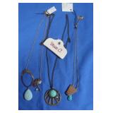 3 Genuine Stone Necklaces-Green Amethyst,Amazolite