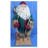 Santa Statue on Wooden Stand 20.5'H