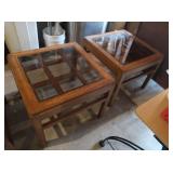 2 Wood&Glass End Tables 25.5x25.5x21.5'H