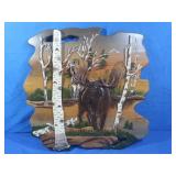 Moose in Birch Forest Wooden Artwork 23x23'-One