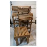 3 Teak Outdoor Barstools&Side Table