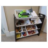 Wooden Shelf w/Bins 34x11x27' incl all Toys