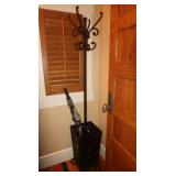 Metal Hall Tree w/Umbrella Stand,69'H