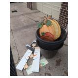 2 Large Plastic Planters&Seasonal Decor