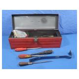 Metal Toolbox 19x6x6.25' w/contents,tools