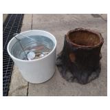 12' High Ceramic Log Planter,Galv Bucket&more