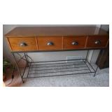 Entry Table w/4 Drawers,Wood Top,Metal Bottom