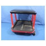 Wheeled Stool w/Padded Seat&Storage Tray