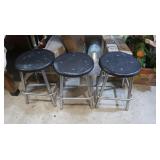3 Metal Stools w/Plastic Seat,17.75'H