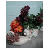 Ceramic &Glass Vase/Planter w/Artificial floral
