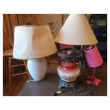 4 Table Lamps incl Painted Glass Base