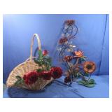 Wicker Baskets &Metal wall Sculpture Decs