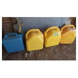 3- 5gal Diesel Plastic Cans & 1 - 5gal Plastic