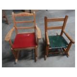 2 Child Wooden Rocking Chairs