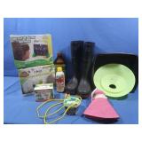 Rubber Rain Boots Size 8,Bird Feeder,Lawn Care